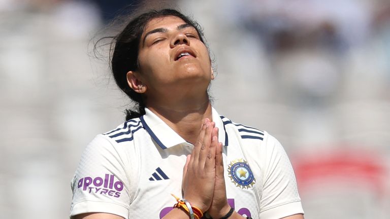 Yastika Bhatia celebrates her century against India at Lord's (Getty Images)