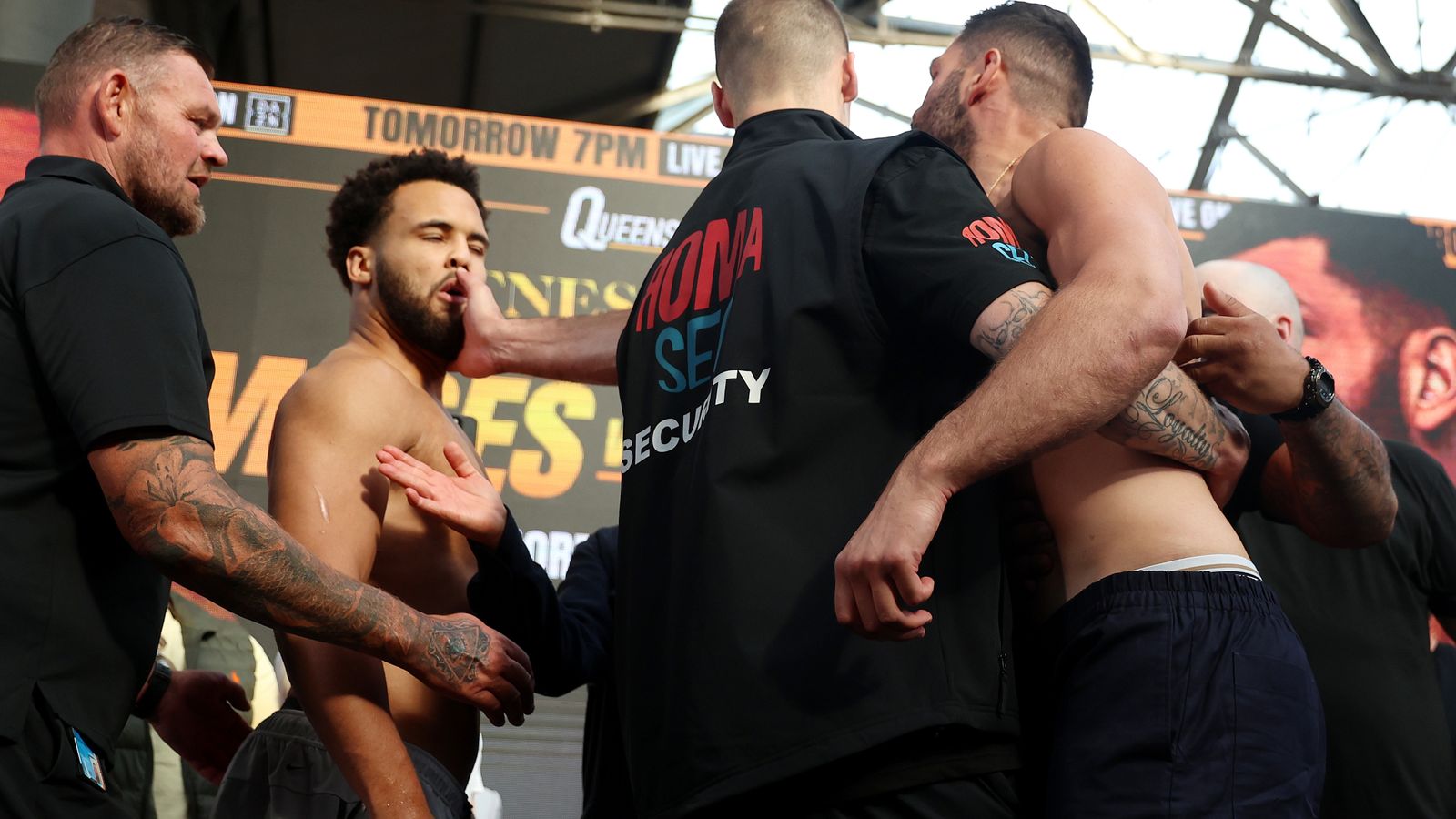 Moses Itauma pushes Filip Hrgovic at London weigh-in
