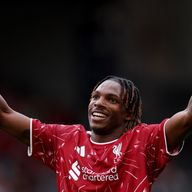 Jeremy Jacquet celebrates scoring Liverpool's second goal