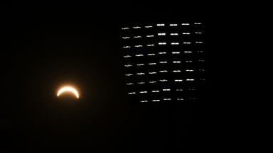 Floodlights at the European Athletics Championships in Birmingham were also on in anticipation of the eclipse