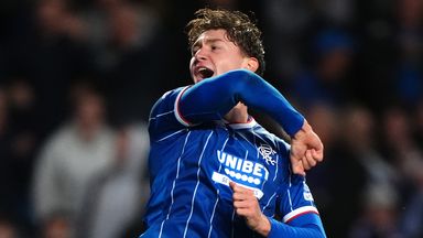 Rangers' Ryan Naderi celebrates scoring the only goal of the game