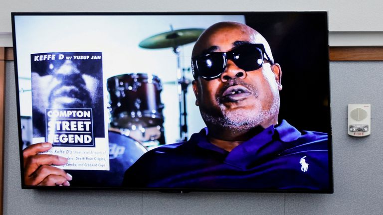 Footage of Duane Davis promoting Compton Street Legend was played in court during the trial. Pic: Reuters/ Steve Marcus