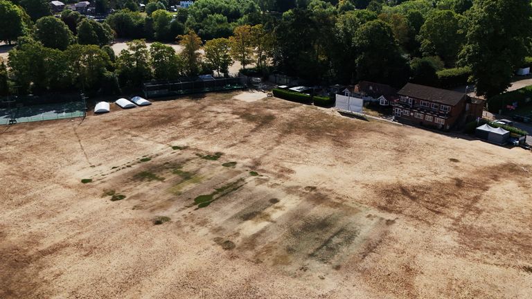 Dry conditions at Marlow Cricket Club, Buckinghamshire, at the weekend. Pic: PA