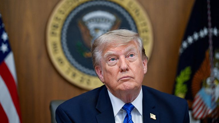 U.S. President Trump participates in a cabinet meeting at Camp David in ThurmontMaryland