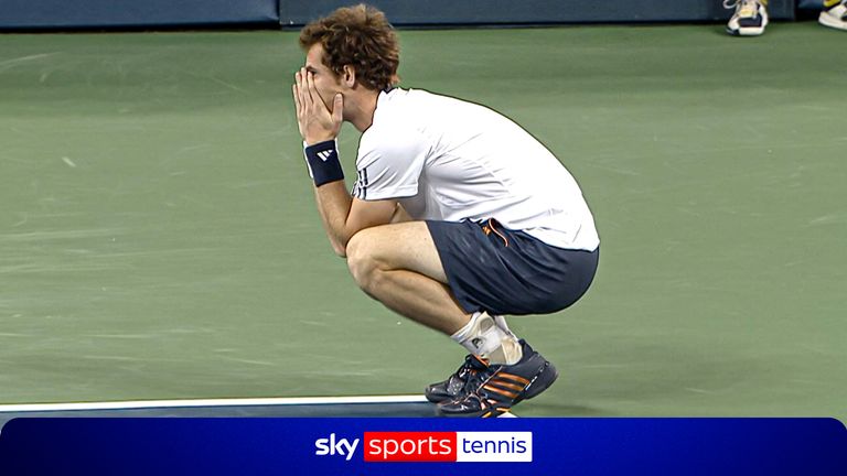 Andy Murray reacts to winning the US Open