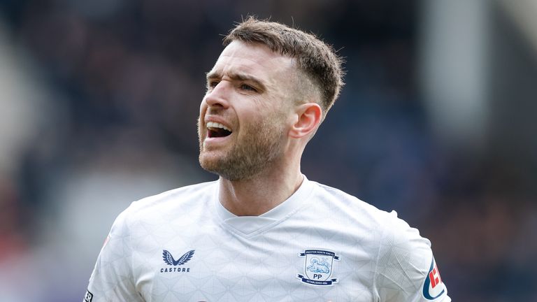 Preston North End's Ben Whiteman during the Sky Bet Championship match at Deepdale, Preston. Picture date: Saturday February 14, 2026.