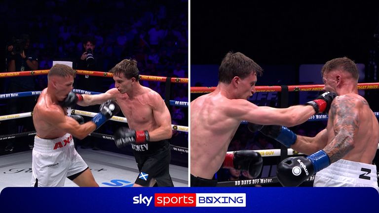 Sam Hickey's huge right hand knocked out Brad Axe in the seventh round of their contest.