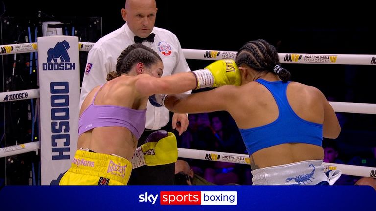 Terri Harper stopped Miranda Reyes in the second round of their fight with a vicious right hand punch.