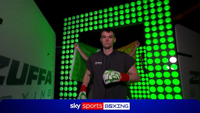Aaron McKenna had an incredible entrance ahead of his IBF world middleweight title fight with Etinosa Oliha, first coming into Sinead O'Connor's The Foggy Dew and then Faithless' Insomnia!