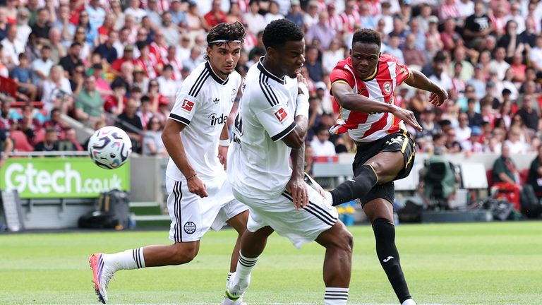 Sangare scored this goal from distance in Brentford's 7-0 win over Eintracht Frankfurt