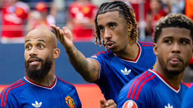 Bryan Mbeumo (left) scored the winning goal for Manchester United against Atletico Madrid in the Snapdragon Cup