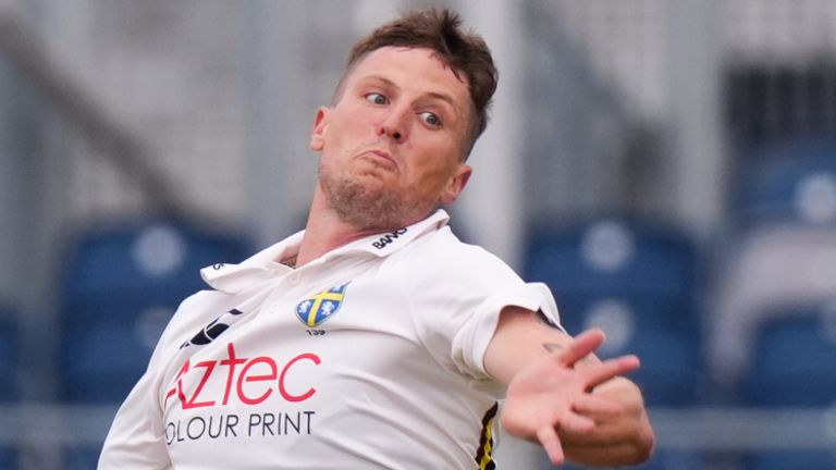 Brydon Carse in County Championship action for Durham (PA Images)