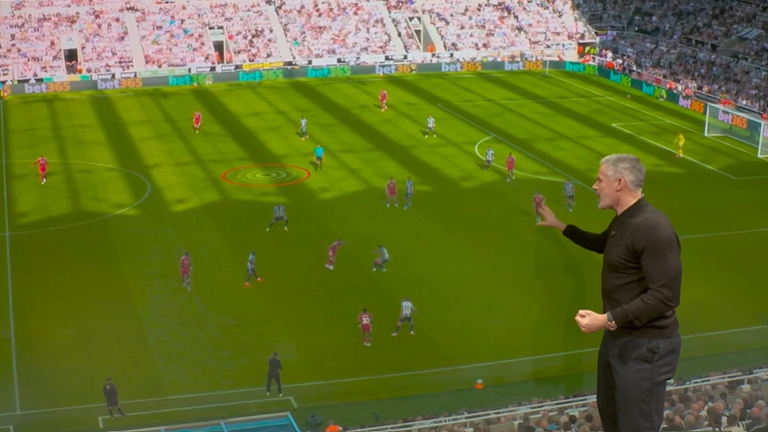 Jamie Carragher points out how Dominik Szoboszlai moved ahead of the ball - leaving Liverpool vulnerable to a counter-attack