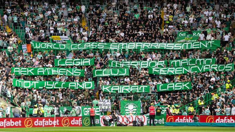 Celtic fans unveiled a banner before kick-off
