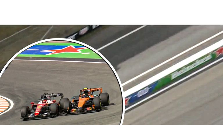 Charles Leclerc overtakes Lando Norris in a 'beautiful' move to take second place.