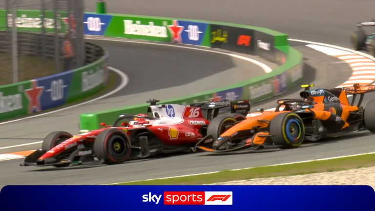 Charles Leclerc overtakes Lando Norris in a 'BEAUTIFUL' move to take second place 