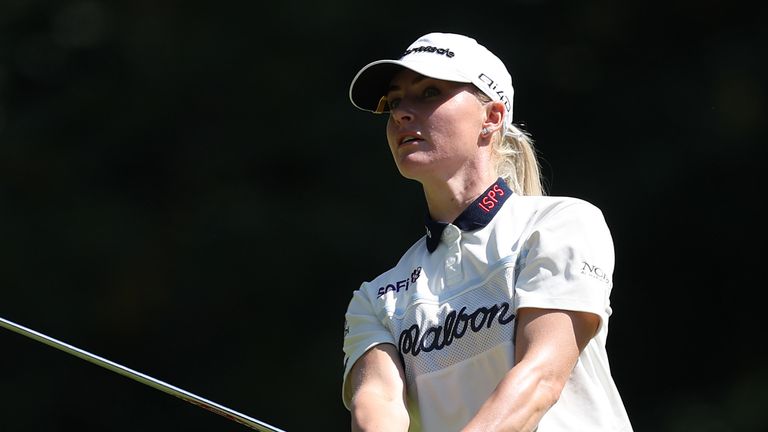 Charley Hull has surged into second place after a course record 62 at the PIF London Championship