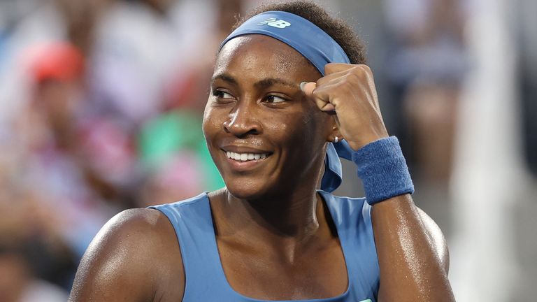 COCO GAUFF of USA after the match against Marie Bouzkova of Czech Republic in the fourth round of tennis tournament WTA 1000 Cincinnati Open