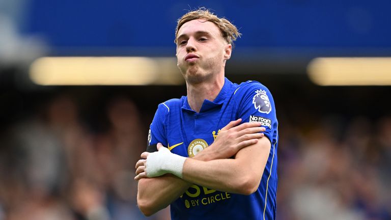 Cole Palmer celebrates scoring Chelsea's fourth goal