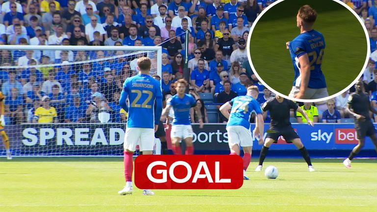 Portsmouth defender Terry Devlin hits stunning strike from outside of the area to put the home side in front against QPR.