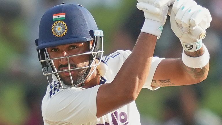 India's Dhruv Jurel bats for India in a Test match against Sri Lanka in August 2026 (Associated Press)