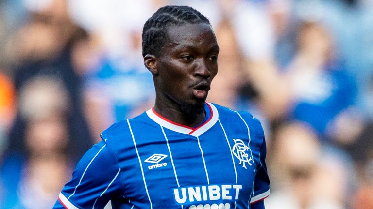 GLASGOW,  SCOTLAND - JULY 22: Rangers Mohamed Diomande in action during a pre-season friendly match between Rangers and AS Saint-Etienne at Ibrox Stadium, on July 22, 2026, in Glasgow, Scotland. (Photo by Craig Williamson / SNS Group)