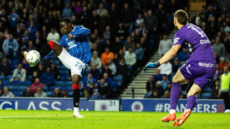 Djeidi Gassama missed a chance to double Rangers' lead