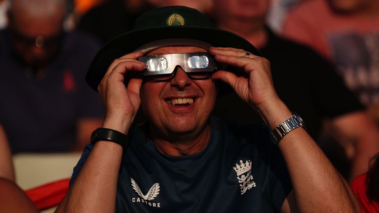 Many fans watched on at Edgbaston through special glasses 
