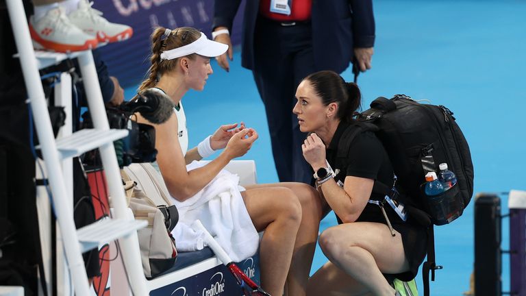 Elena Rybakina took a medical timeout to have her ankle assessed 