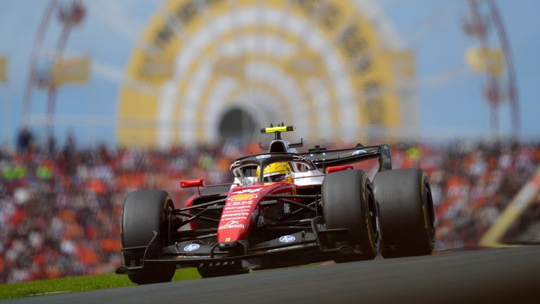 Ferrari driver Lewis Hamilton at the Dutch GP (PA)