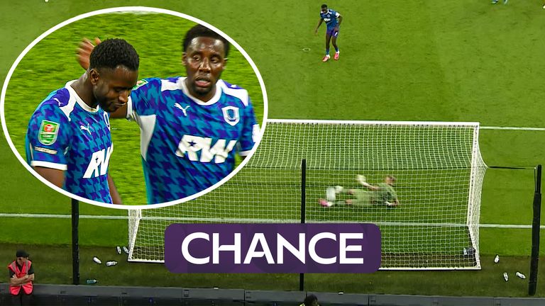 Mo Faal saw his spot-kick saved by Dan Bentley, during Wolves' first round Carabao Cup clash against Port Vale.