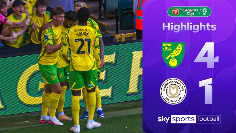 Norwich 4-1 MK Dons Carabao Cup highlights