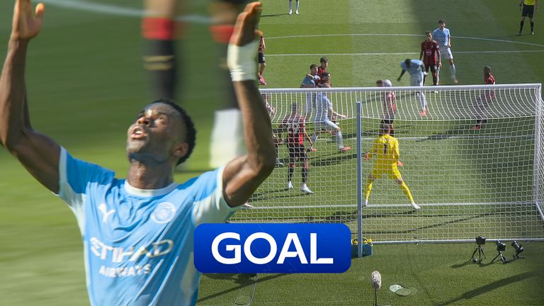 Marc Guehi's 'bullet of a header' levels for Man City vs Bournemouth 