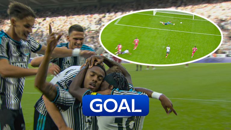 Joe Willock puts Newcastle 2-1 up against Liverpool after barely being on the pitch a minute.