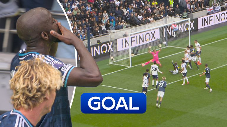Yoane Wissa produces a clever finish from close range to score Newcastle's second vs Spurs