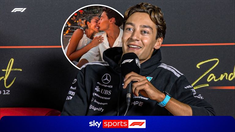 George Russell discusses his engagement to partner Carmen and throws a funny jab Lando Norris' way!
