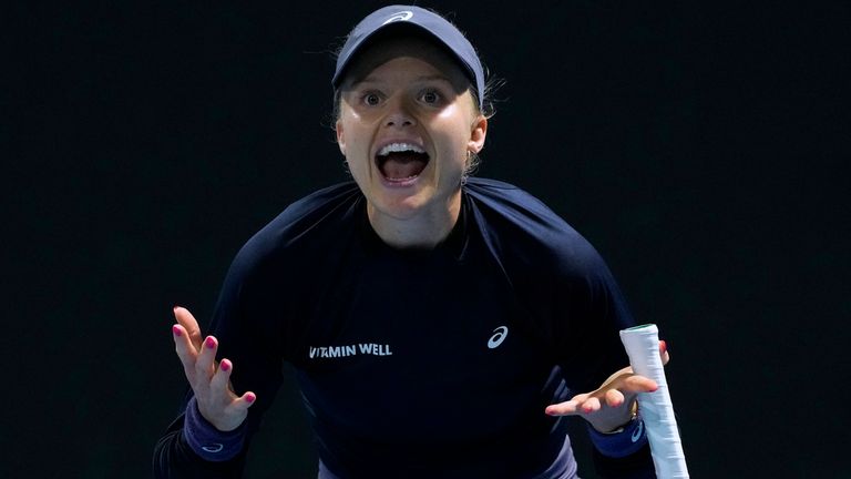 Harriet Dart of Britain reacts during her second round match against Donna Vekic of Croatia at the Australian Open tennis championship in Me