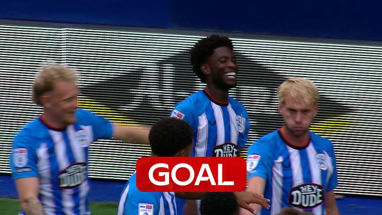 Derensili Sanches Fernandes curls in a stunner for Huddersfield against AFC Wimbledon