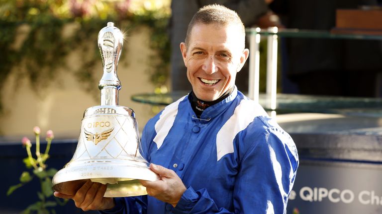 Jim Crowley after winning the Qipco Champion Stakes on Anmaat