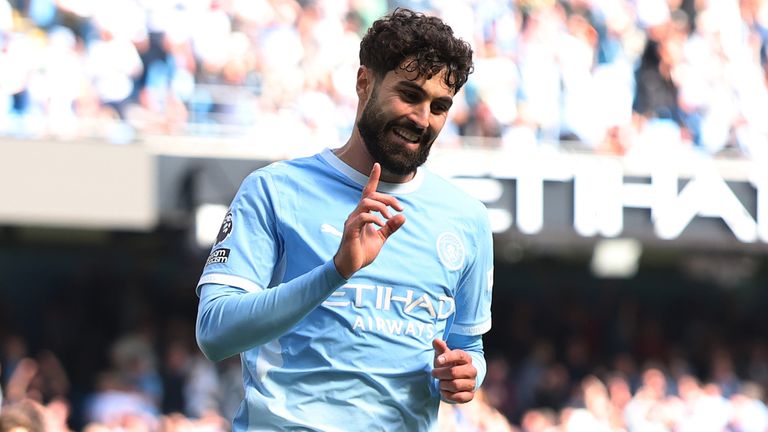 Josko Gvardiol celebrates after scoring a late winner for Man City against Bournemouth