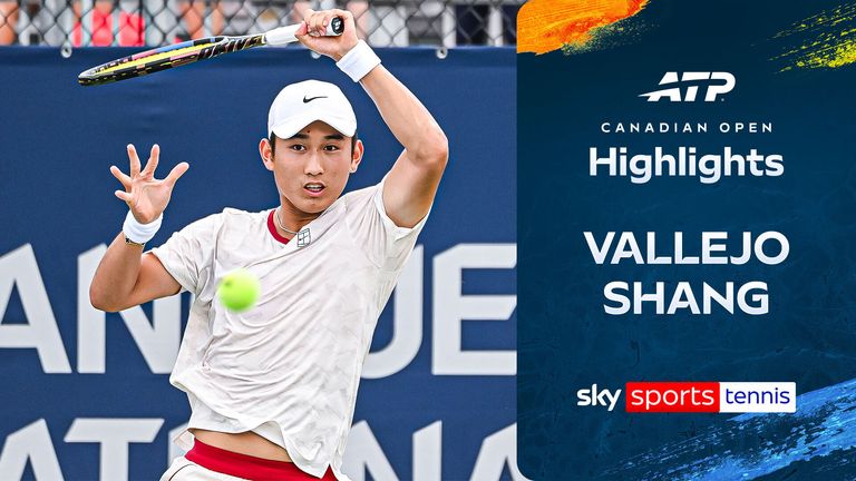 Juncheng Shang in his win against Adolfo Daniel Vallejo at the Canadian Open