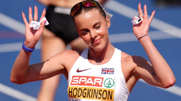 Keely Hodgkinson during the 2026 European Athletics Championships