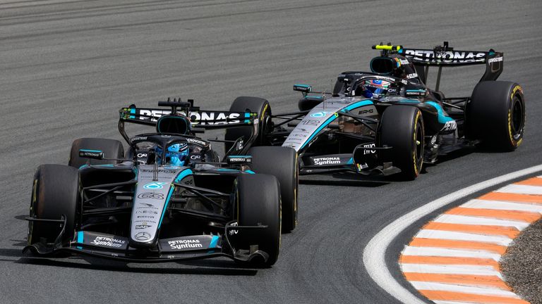 Zandvoort: F1 GP Netherlands 2026 on August 21, 2026 (Photo by Hoch Zwei), 63 RUSSELL George (gbr), Mercedes AMG F1 Team W17, action 12 KIMI ANTONELLI Andrea (ita), Mercedes AMG F1 Team Photo by: Juergen Tap/picture-alliance/dpa/AP Images