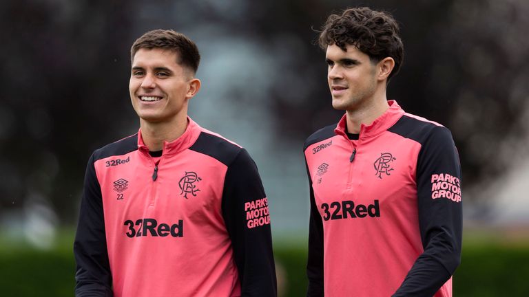 Nedeljkovic (R) spoke to Serbia team-mate Vanja Dragojevic ahead of his move to Rangers