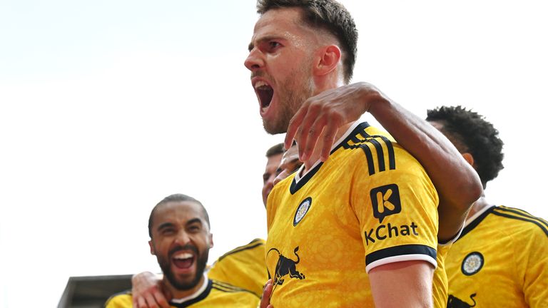 Anton Stach celebrates his late winner