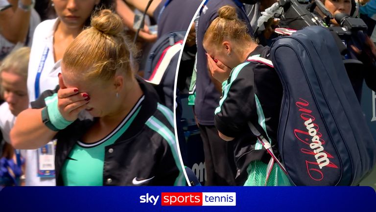 Emotional Kristina Liutova breaks down after opening round US Open defeat to Qinwen Zheng