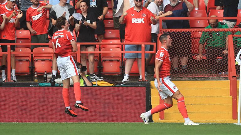 Lloyd Jones celebrates scoring for Charlton