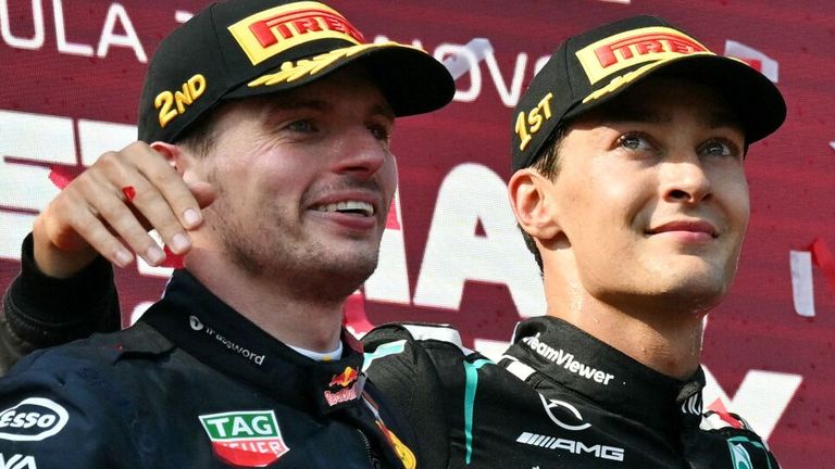 Max Verstappen and George Russell