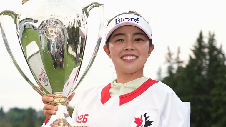 Miyu Yamashita celebrates her record-equalling LPGA Tour CPKC Women's Open victory