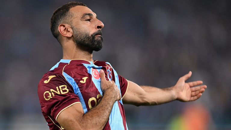 Mohamed Salah celebrates scoring for Trabzonspor in their win over Istanbul Basaksehir